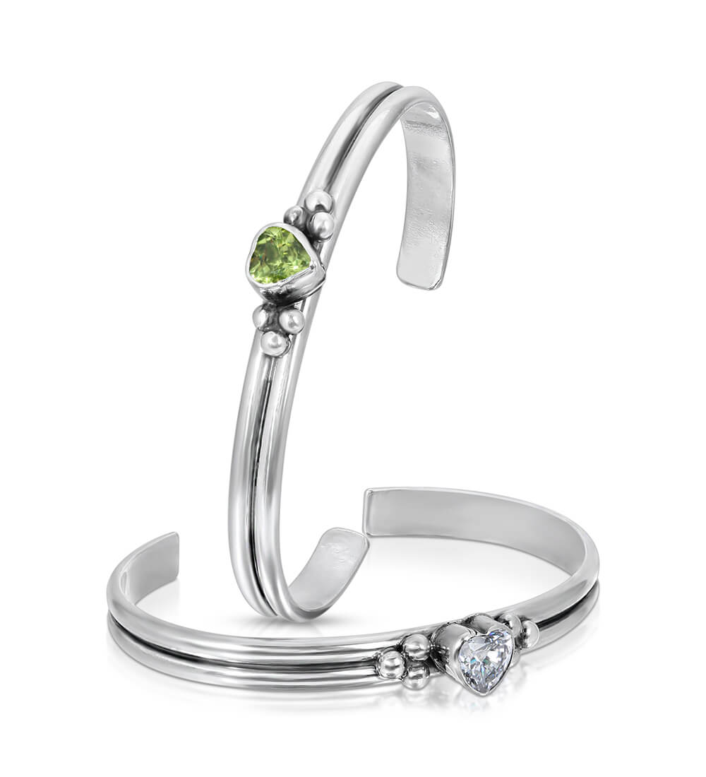 HEART SINGLE STONE CUFF