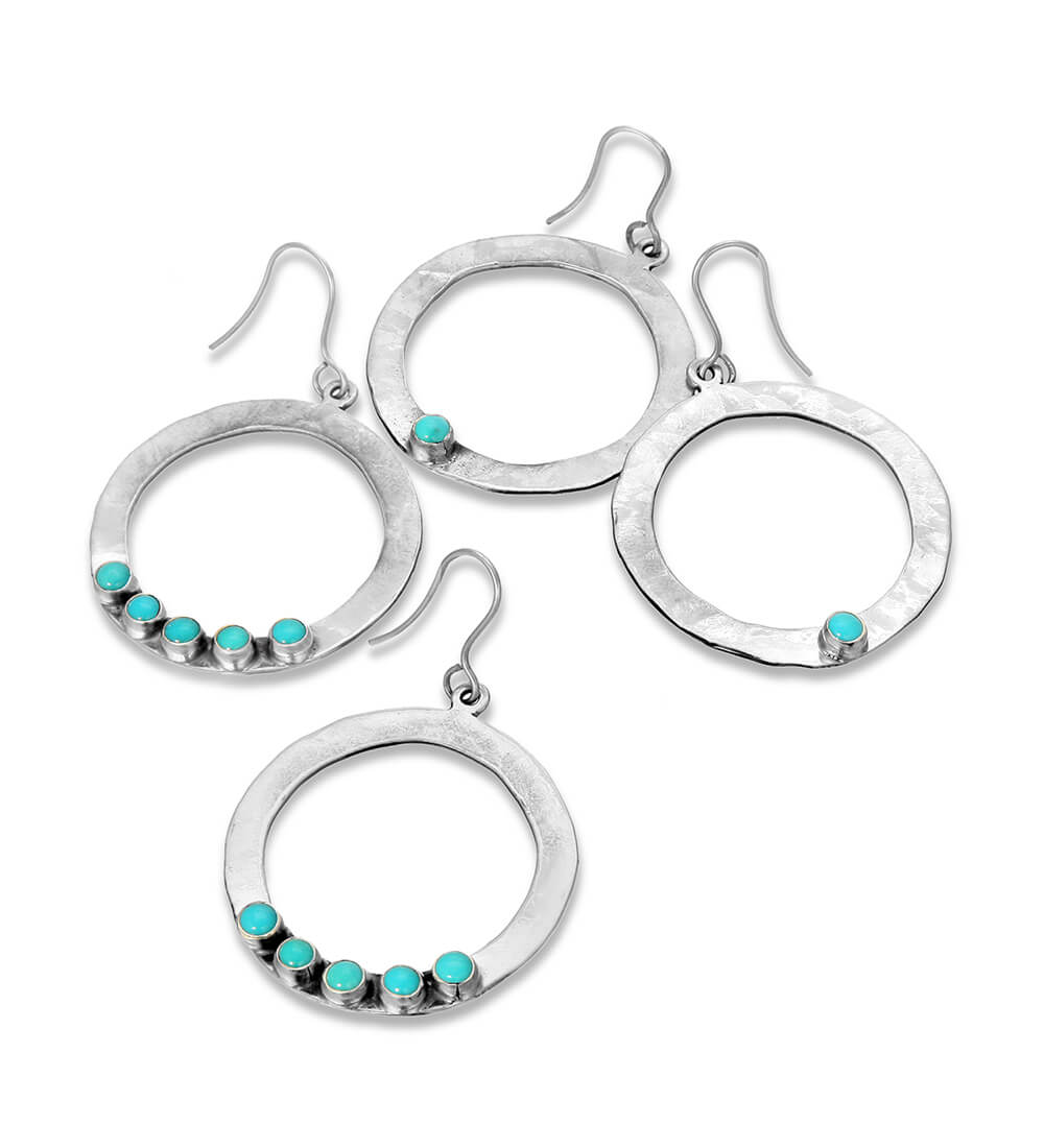 TURQUOISE SINGLE-STONE ORB EARRINGS