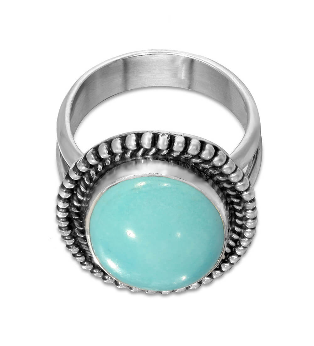 TURQUOISE LARGE BEADED BORDER RING