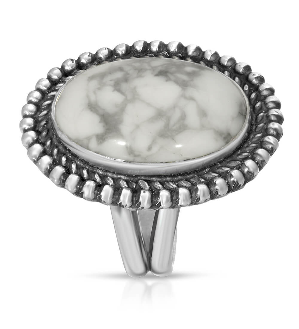HOWLITE BEADED BORDER RING
