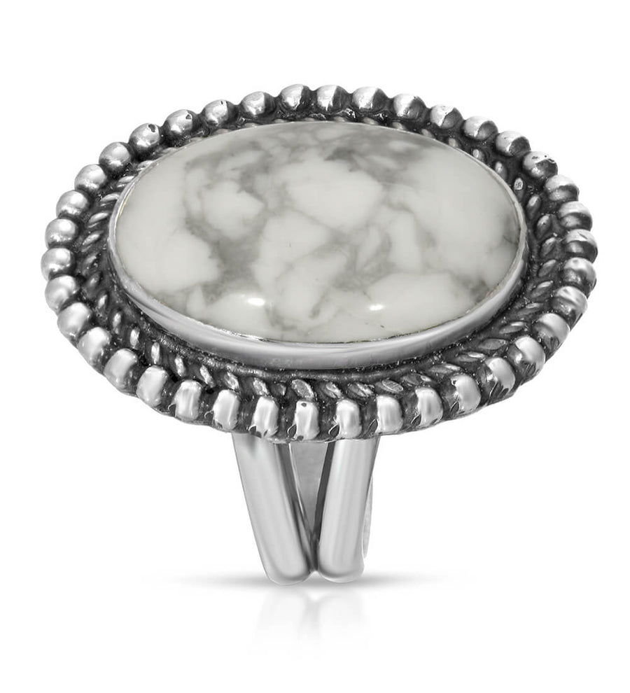 HOWLITE BEADED BORDER RING