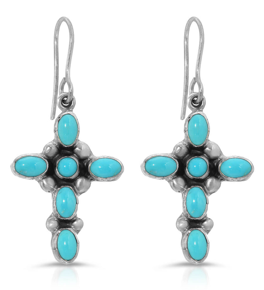 TURQUOISE BABY CROSS EARRINGS