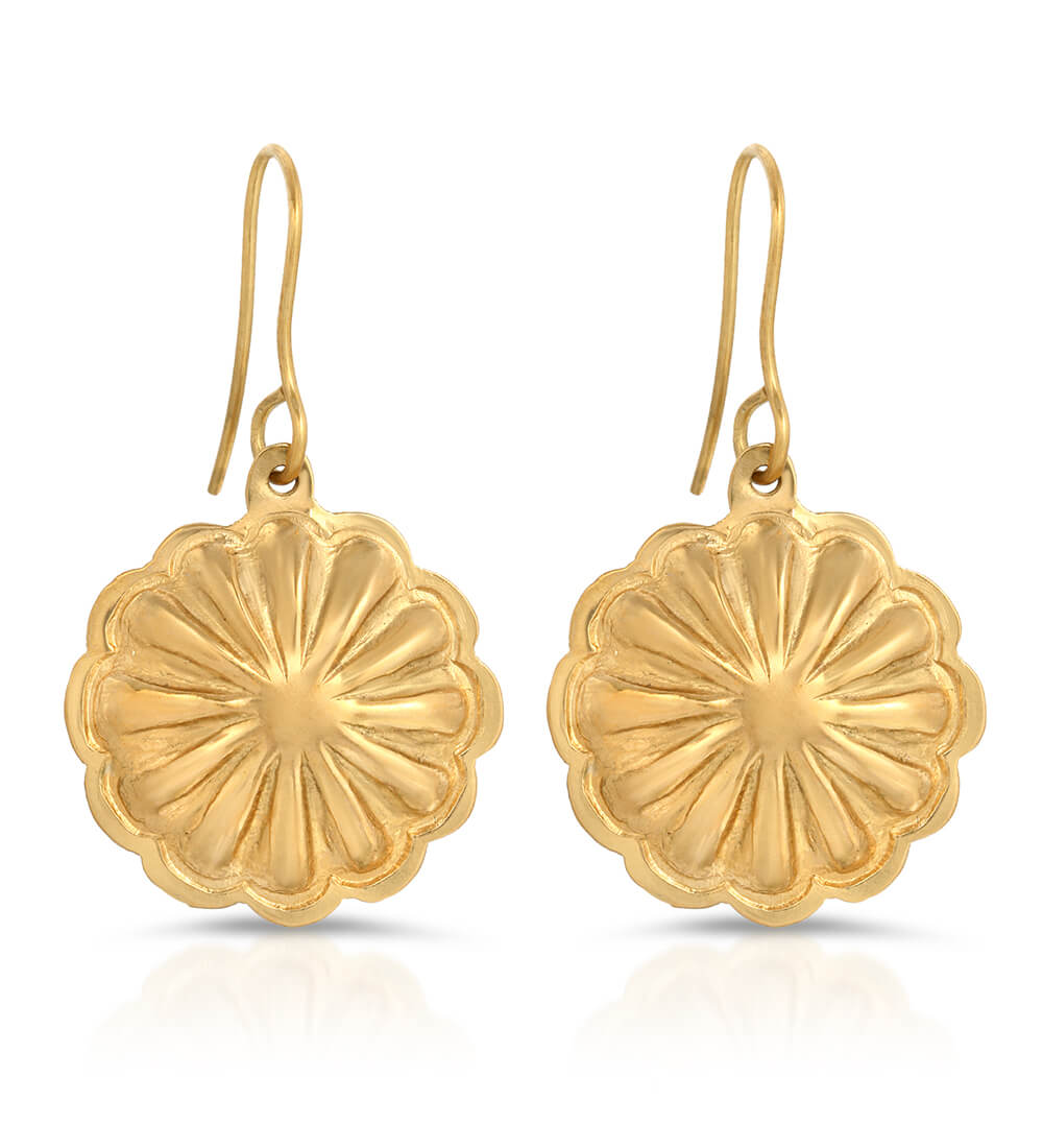 BRONZE MEDIUM FLOWER CHARM EARRINGS