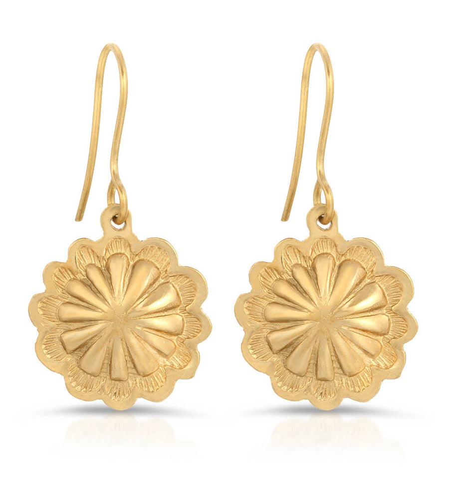 SMALL BRONZE FLOWER CHARM EARRINGS