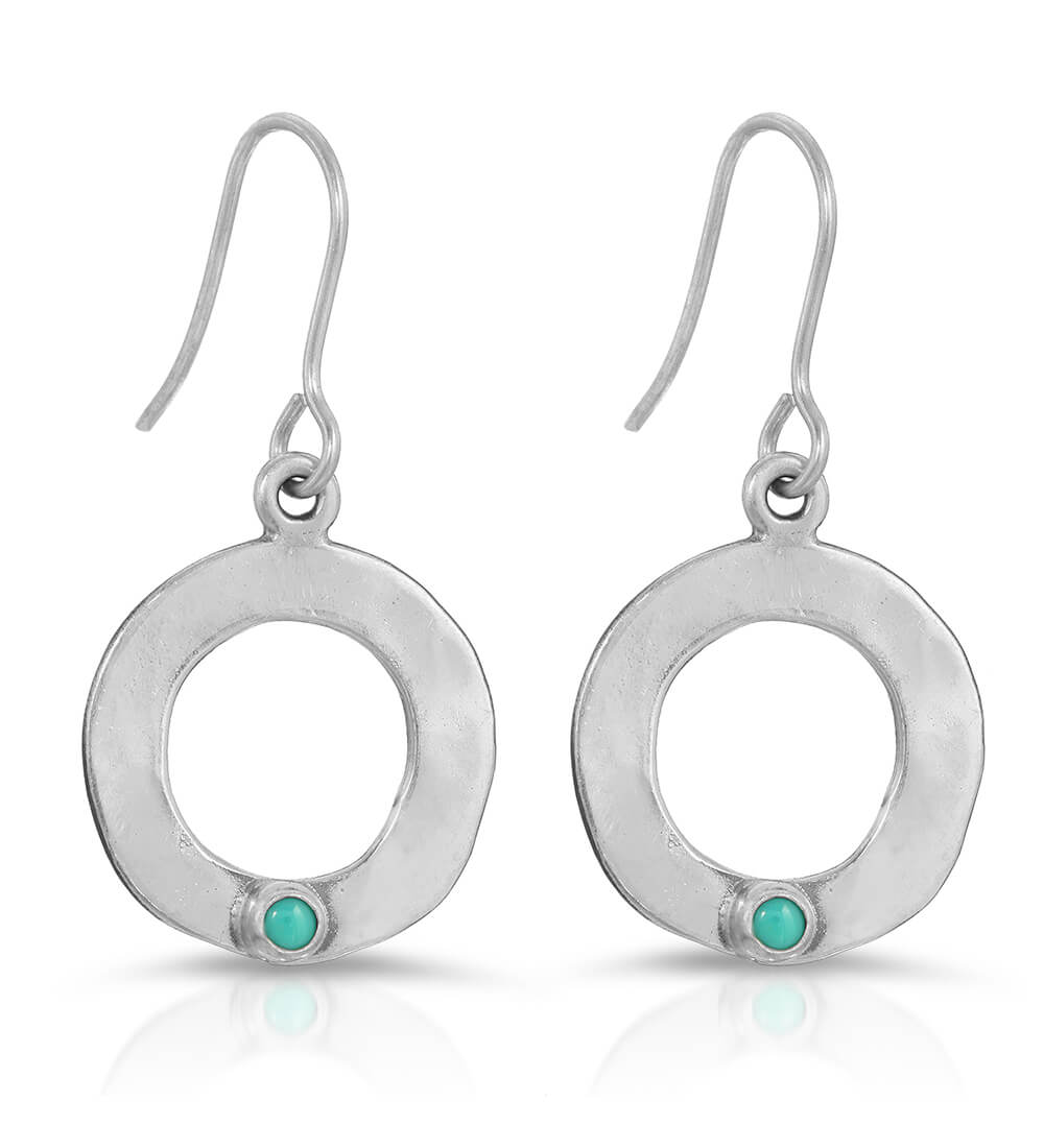 TURQUOISE SINGLE STONE MINI ORB EARRINGS