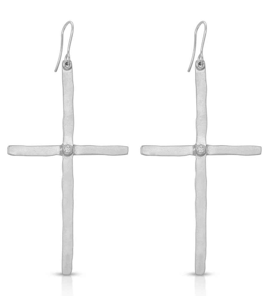 CZ THIN CROSS EARRINGS