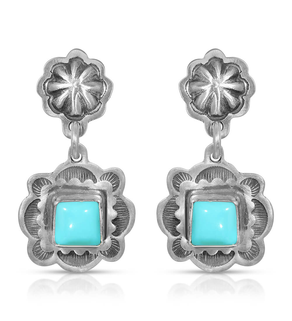 TURQUOISE SQUARE CHARM EARRINGS