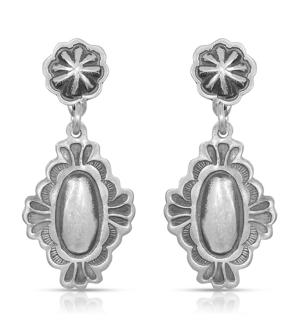 STAMPED SILVER CHARM EARRINGS