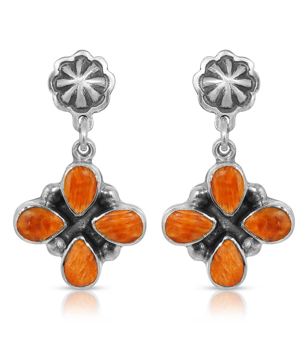 ORANGE SPINY SHOOTING STAR EARRINGS