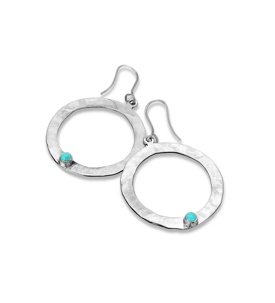 TURQUOISE SINGLE-STONE ORB EARRINGS