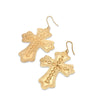 STAMPED ACCENT #2 CROSS EARRINGS