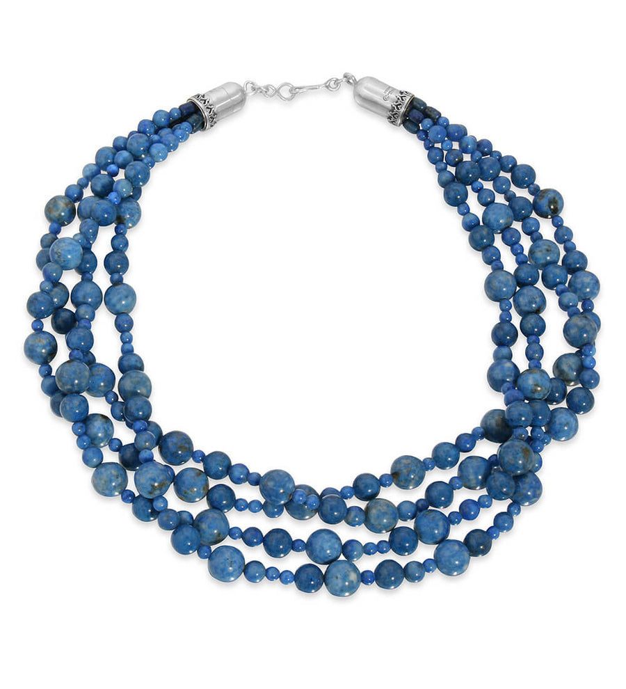 DENIM LAPIS BEADED STRANDS