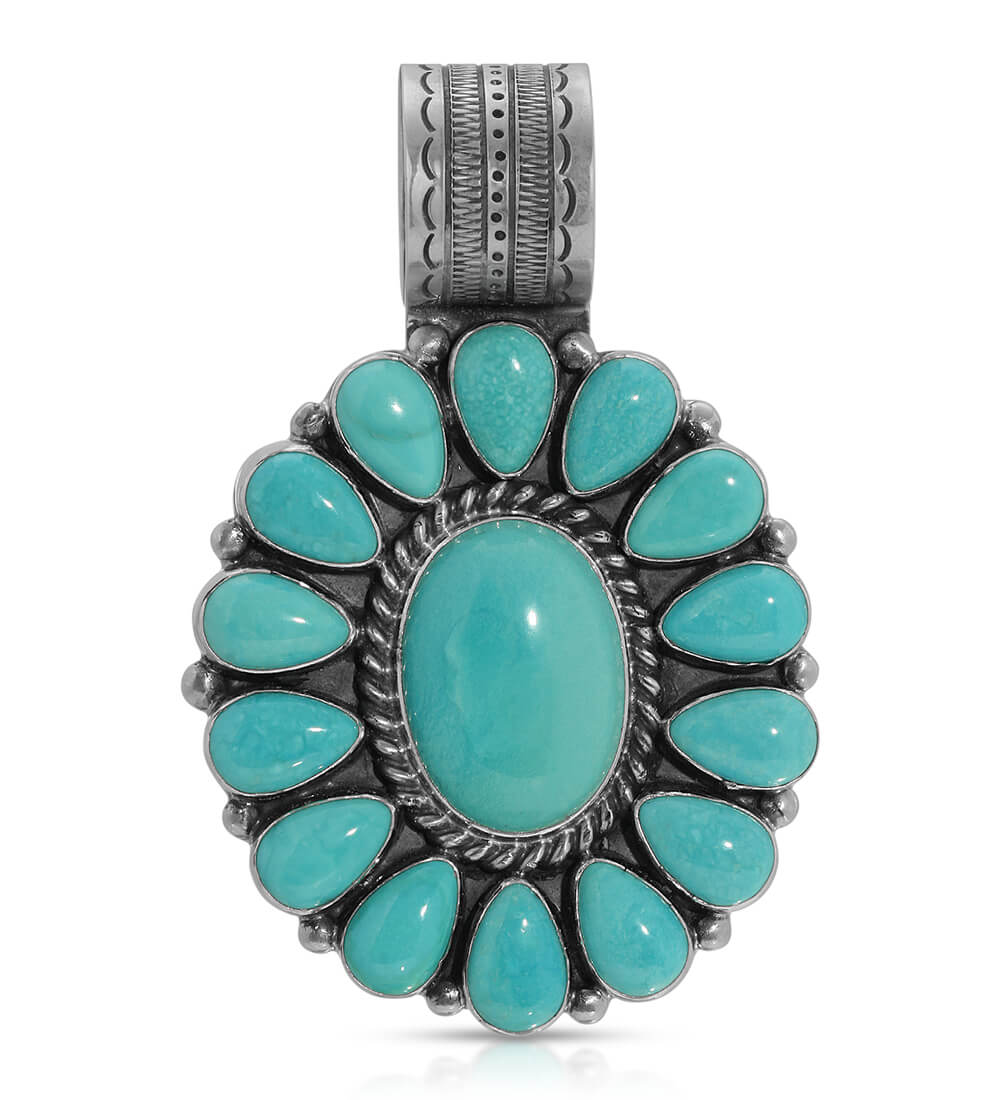 TURQUOISE LARGE SPIRIT FLOWER PENDANT