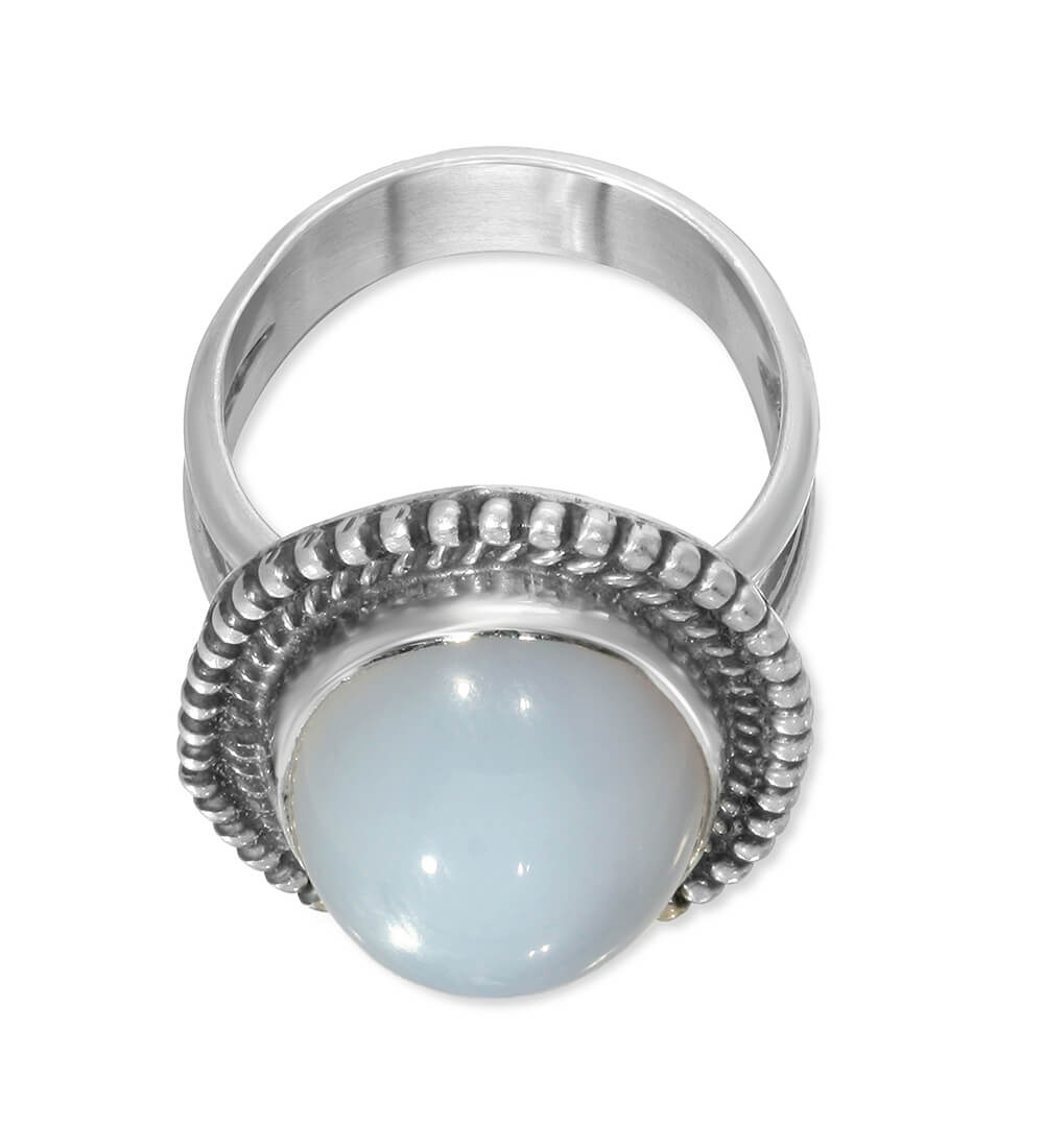 MOONSTONE BRADED BORDER RING