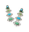 GREEN AND BLUE 3-STONE DROP EARRINGS