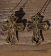 STAMPED ACCENT #1 CROSS EARRINGS