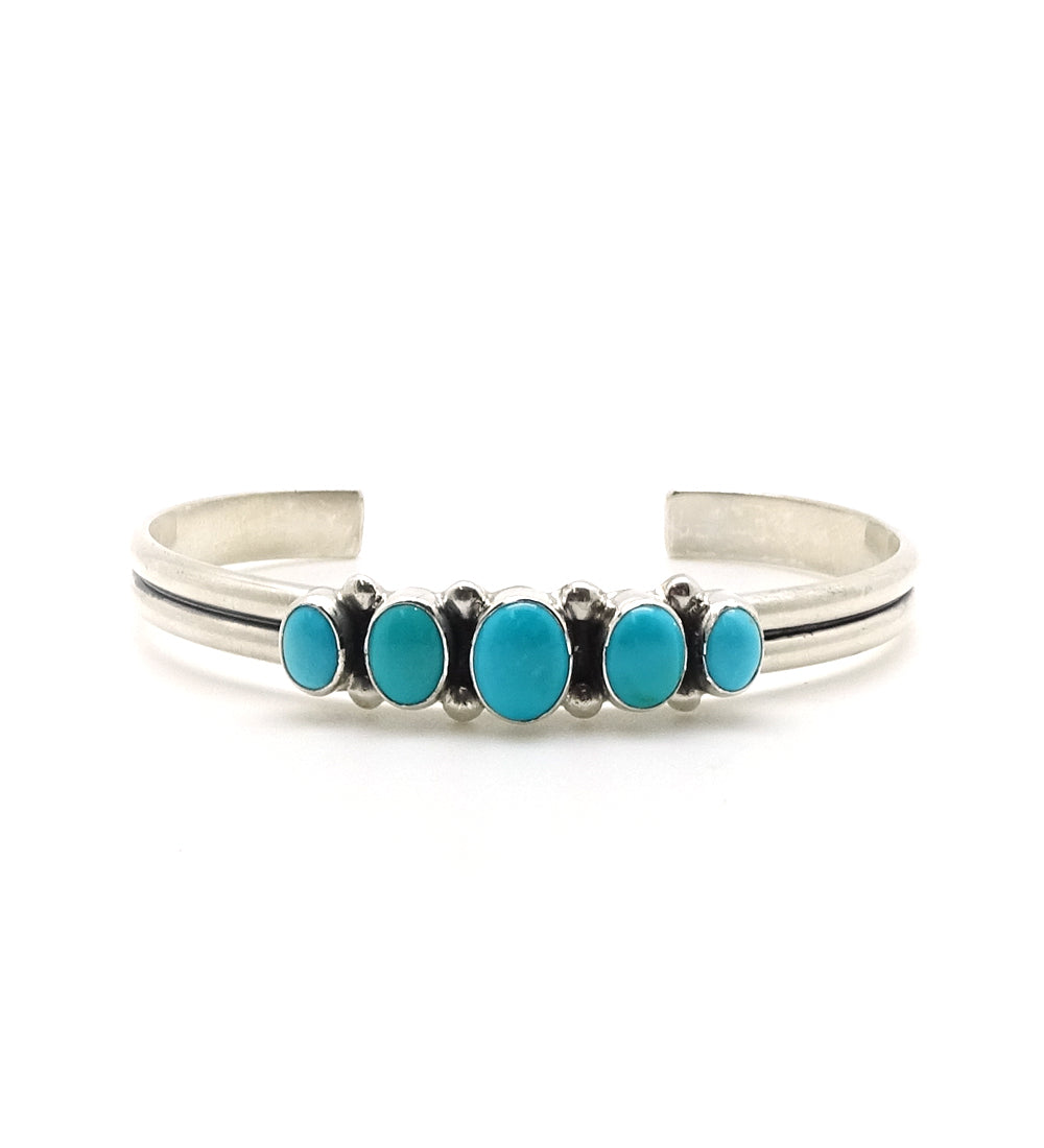 TURQUOISE 5 STONE  CUFF