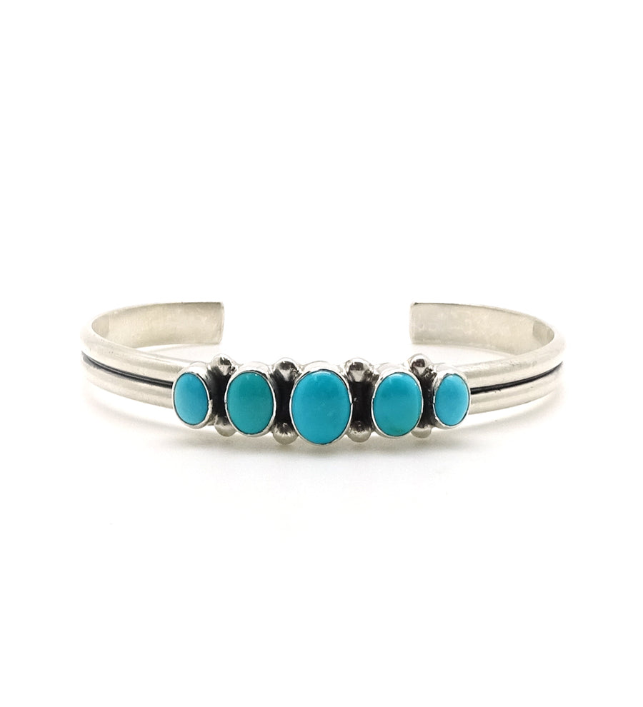 TURQUOISE 5 STONE  CUFF