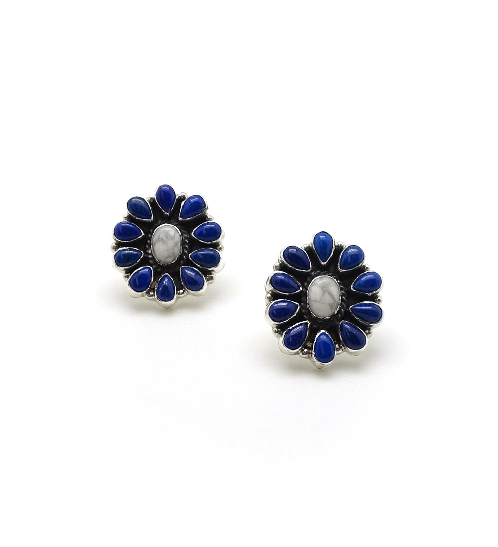 Large Lapis Flower Earrings