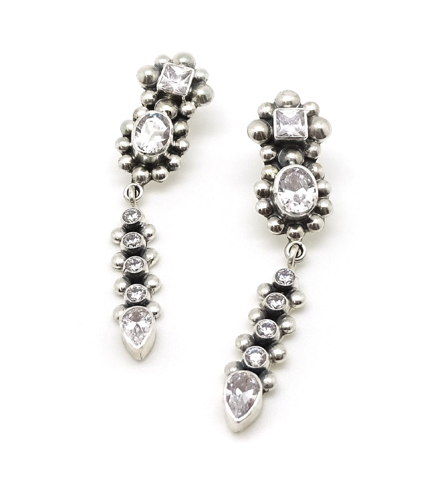 LONG CZ DANGLE EARRINGS