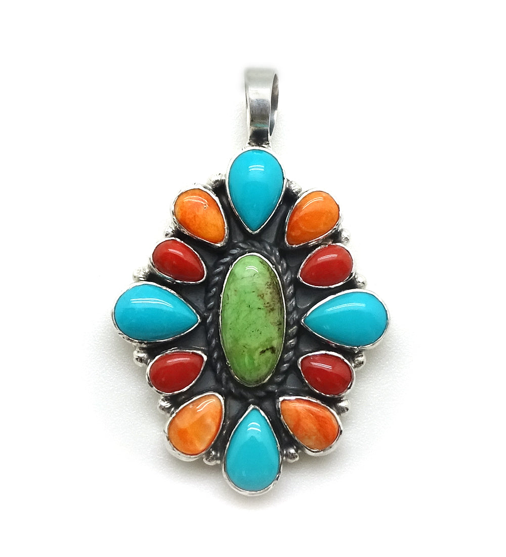 Long Gaspeite Oval Cluster Pendant