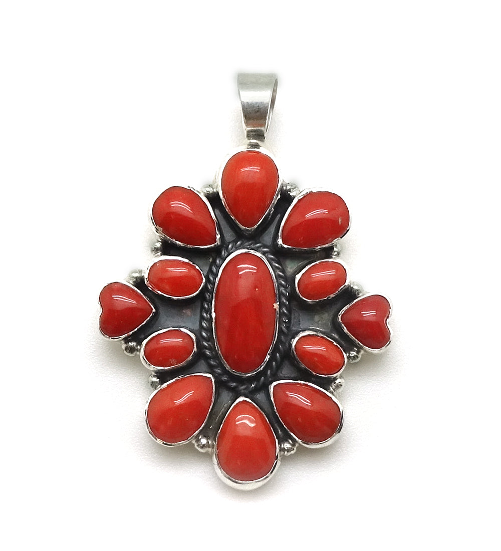 Red Coral Cluster Pendant