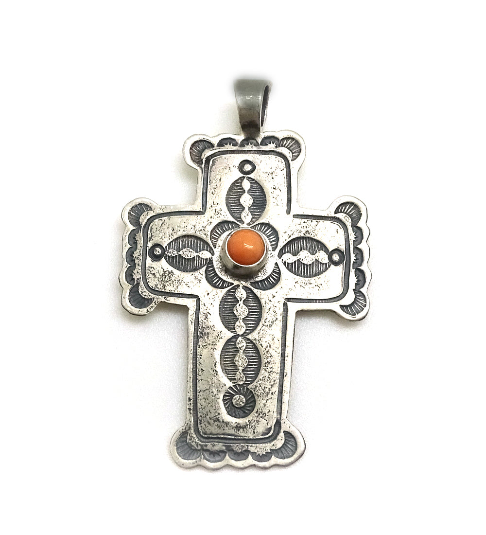 Pink Coral Cross Pendant