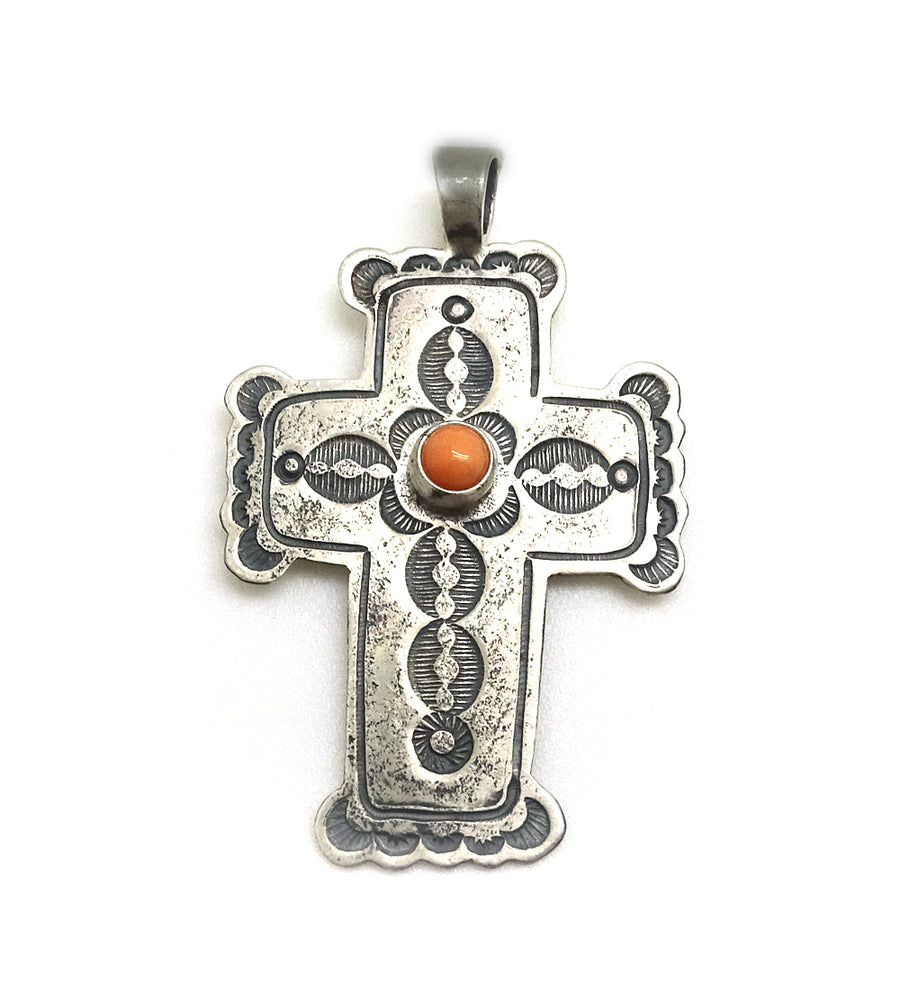 Pink Coral Cross Pendant