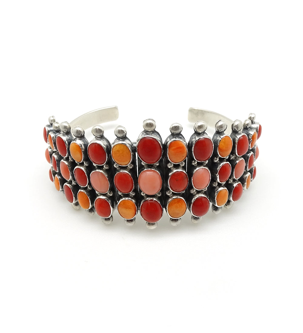 Multi 3-Row Cuff with silver balls