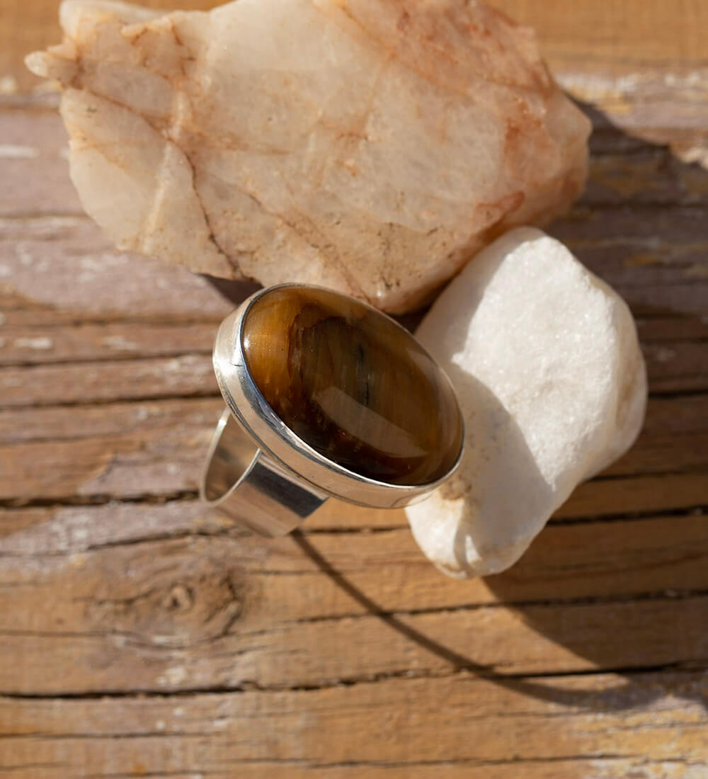 Avila Tiger Eye Silver Ring |