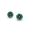 Small Blue and Green Flower Earrings