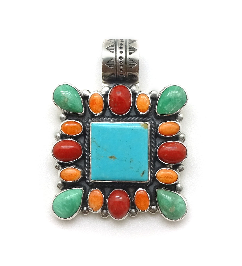 Square Kingman Turquoise Pendant