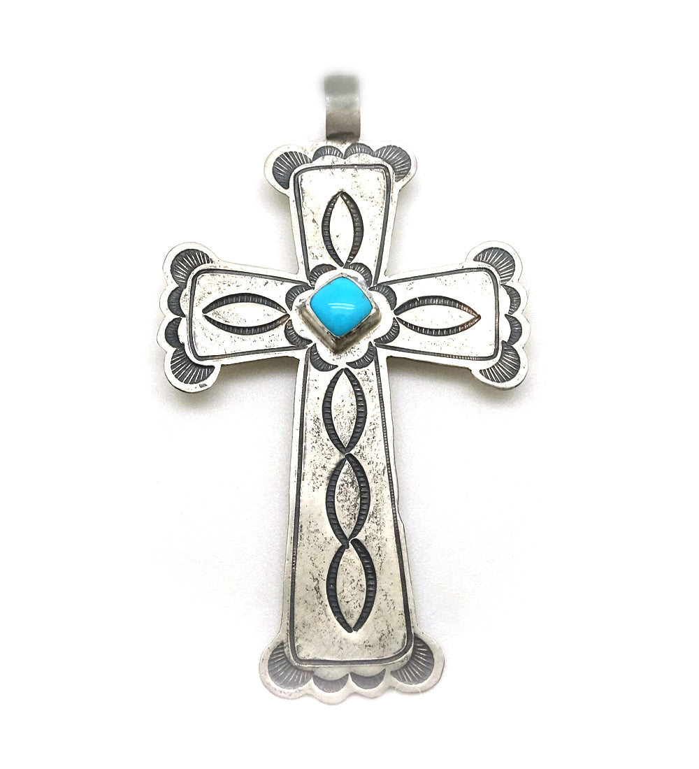 Reversible Turquoise Coral Cross Necklace